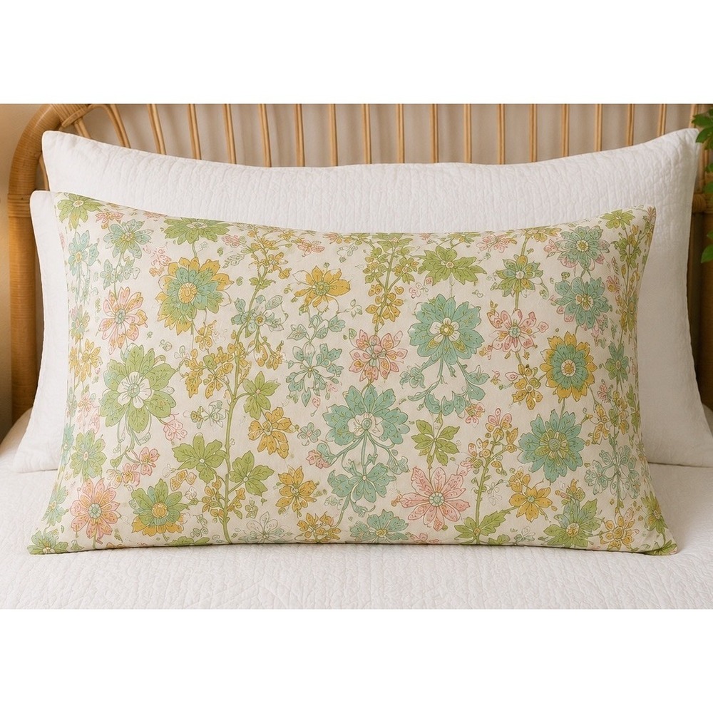 Vtg 70s Wamsutta Retro Mod Floral Pillowcase Flower Power Standard USA‎ made